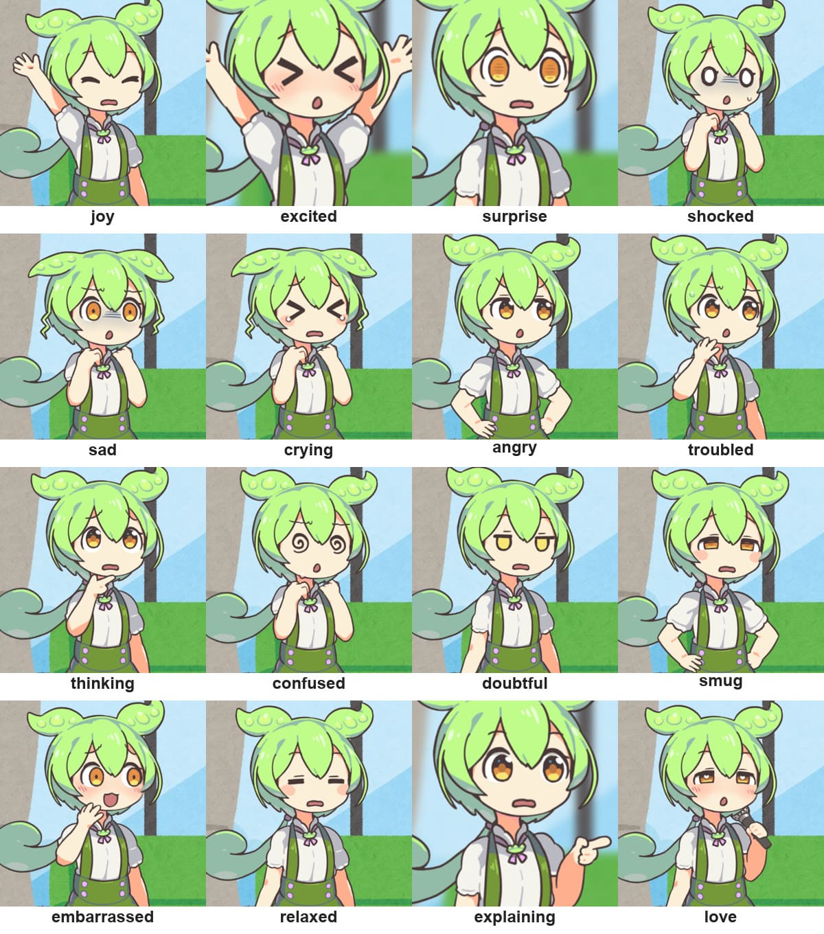 ずんだもんの表情16種